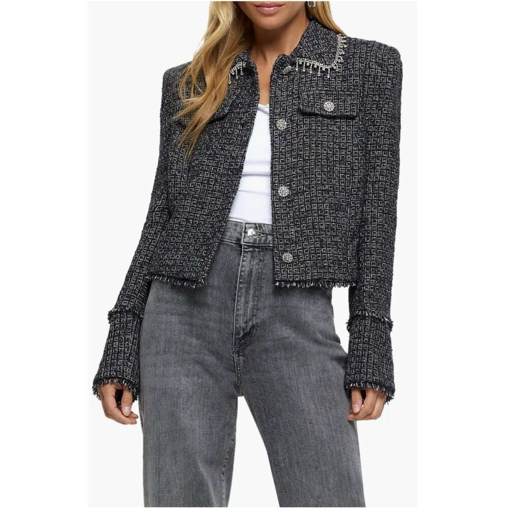 River Island Diamante Bouclé Jacket  Size 8 ~ NWT